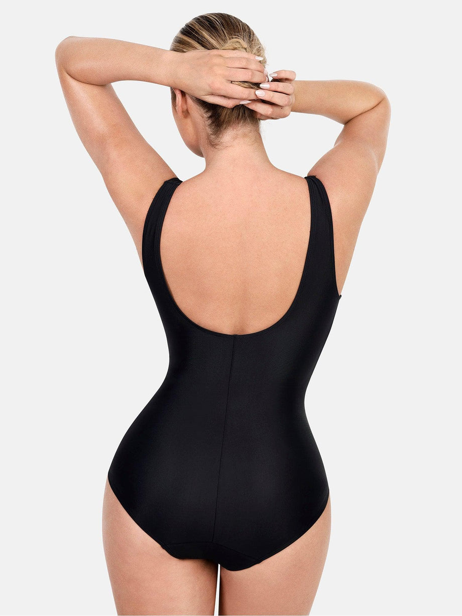 Buy Black Textured Swimsuit With Tummy Control 18, Swimsuits