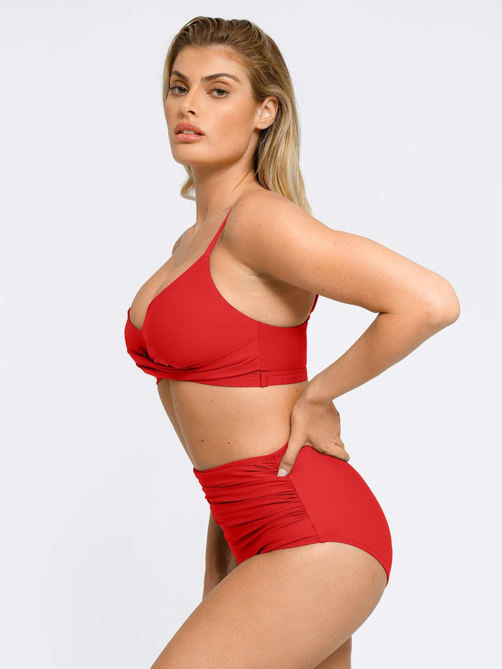 Popilush® Tummy Control Slimming Swimwear Built-In Shapewear V-Neck Low-Back Swimsuits