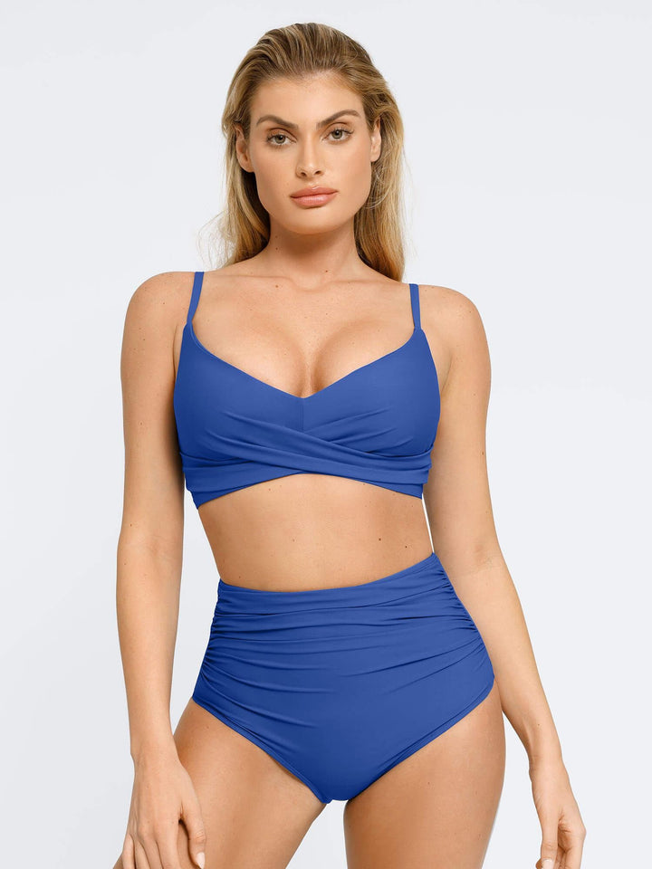 Popilush® V-Neck One-Piece Shapewear Swimsuit  Or Ruched Bikini Set