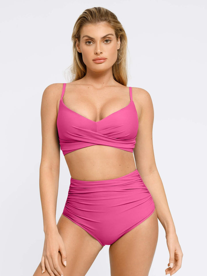 Popilush® V-Neck One-Piece Shapewear Swimsuit  Or Ruched Bikini Set