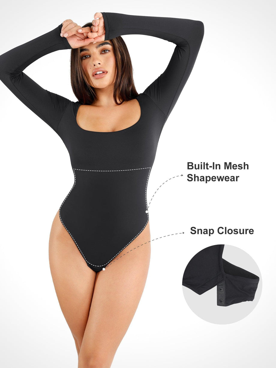 Garage snap front long sleeve body suit - size small - black