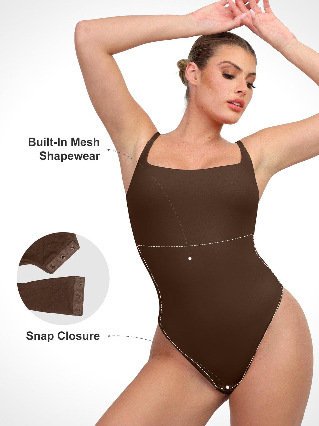 Popilush® CloudSense Soft High-Cut Shapewear Thong Bodysuit