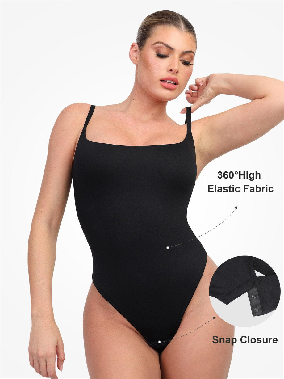 ASSETS by SPANX Women's Long Sleeve Thong Bodysuit - Black XL