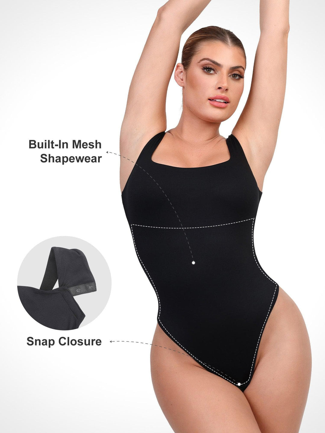 Popilush® CloudSense Tank Top High-Cut Shapewear Thong Bodysuit