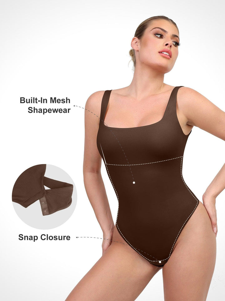 Popilush® CloudSense Tank Top High-Cut Shapewear Thong Bodysuit