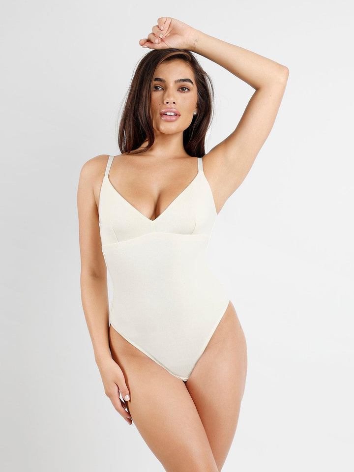 Popilush® Deep V-Neck Modal Slip Shapewear Thong Bodysuit