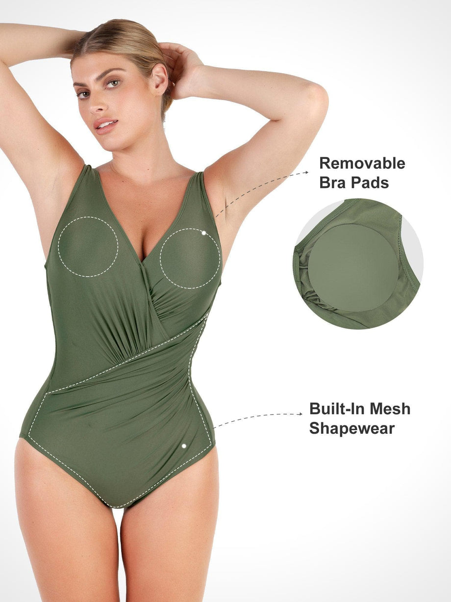 Bodysuit for Women Deep V Neck Slimming Body Suit Shapewear Tummy
