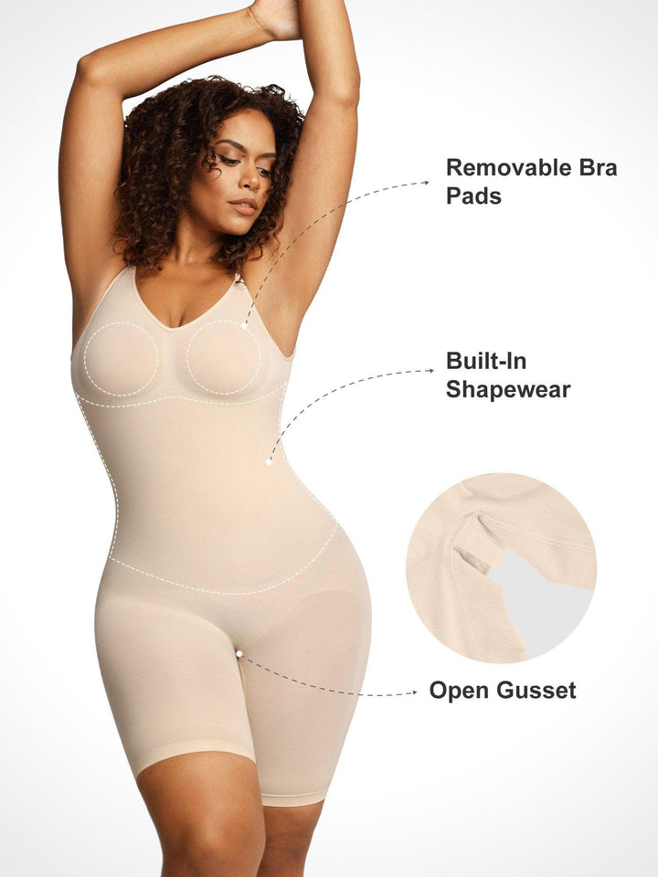 Popilush® Mid-Thigh Body Shaper Jumpsuit Full Confidence Slimming Bodysuits