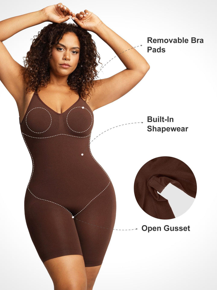 Popilush® Mid-Thigh Body Shaper Jumpsuit Full Confidence Slimming Bodysuits