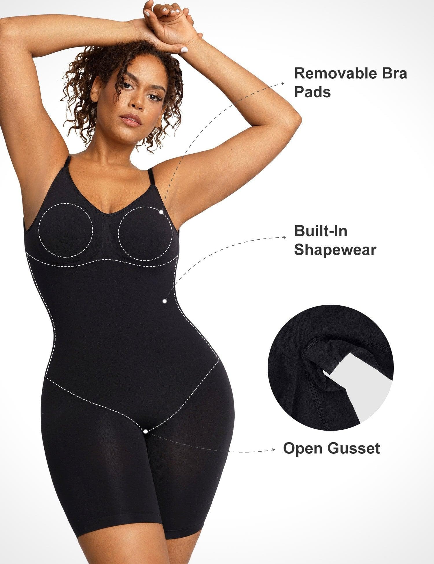 Popilush® Mid-Thigh Body Shaper Jumpsuit Full Confidence Slimming Bodysuits