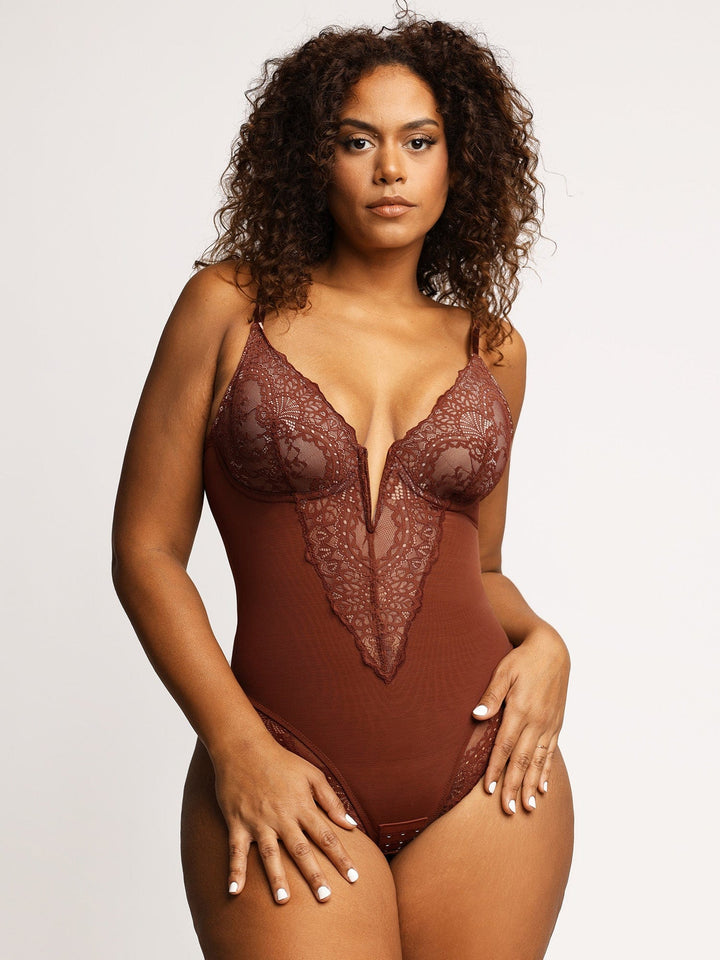 Popilush Smooth Deep-V Neck Bodysuits