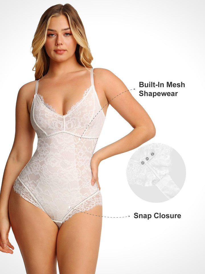 Popilush® Tops Body Shaper Jumpsuit Lace Smooth Firm Control Thong Bodysuit