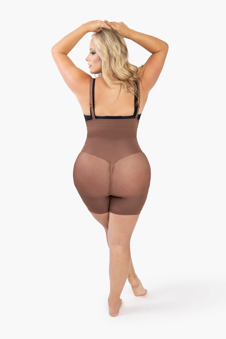 Popilush Open Bust Shapewear Latex Shapewear With Mesh Butt Lifter Open Bust Zippered Bodysuit