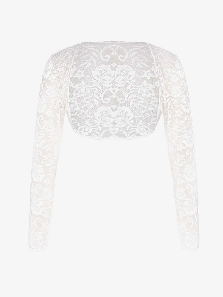 Popilush® White / XS Long Sleeve Lace Shrug