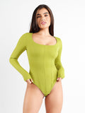 Popilush® Tops Body Shaper Winter Key Lime / S Long Sleeve Shapewear Thong Bodysuit