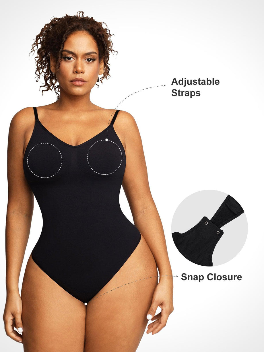 Seamless Body Shaper Shapewear Women's Sleeveless Tummy Control Bodysuit  Shapewear Scoop Neck Racerback Tank Top Snap Button Shapewear