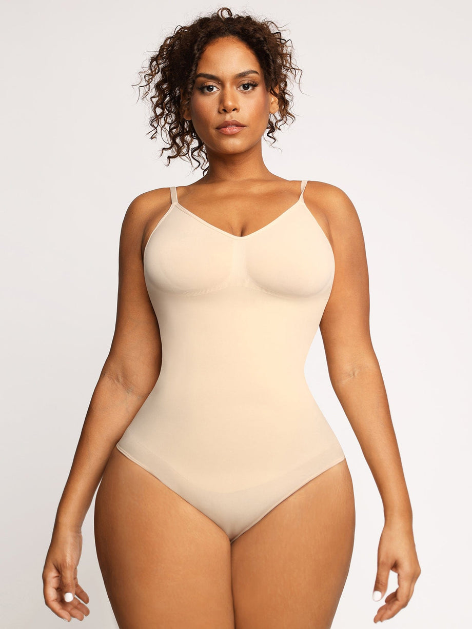  Double Lined Long Sleeve Bodysuit: Women Sculpting Thong Slimming  Body Suit