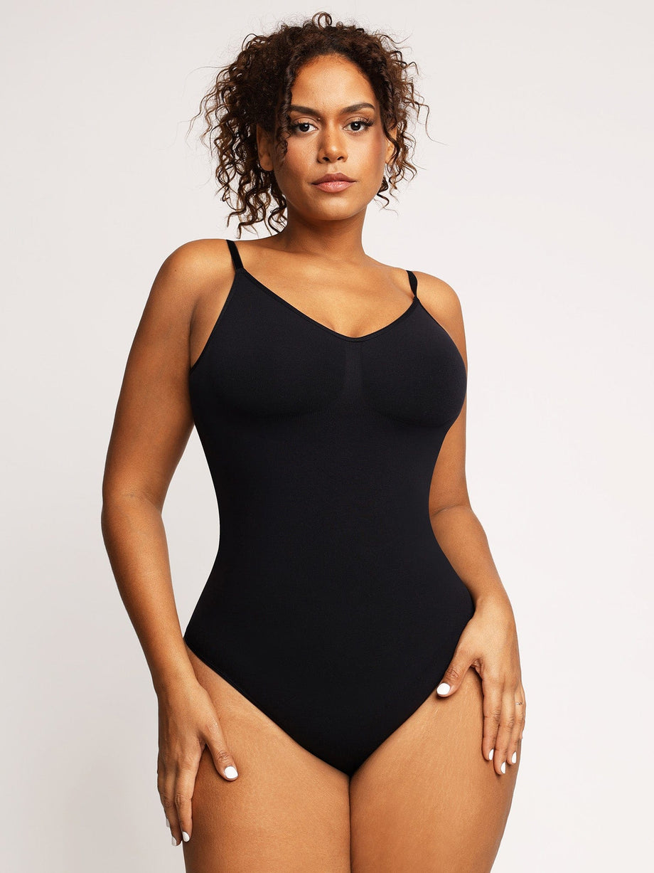 Seamless Shaping Body Suit With Thong Bottom Black –