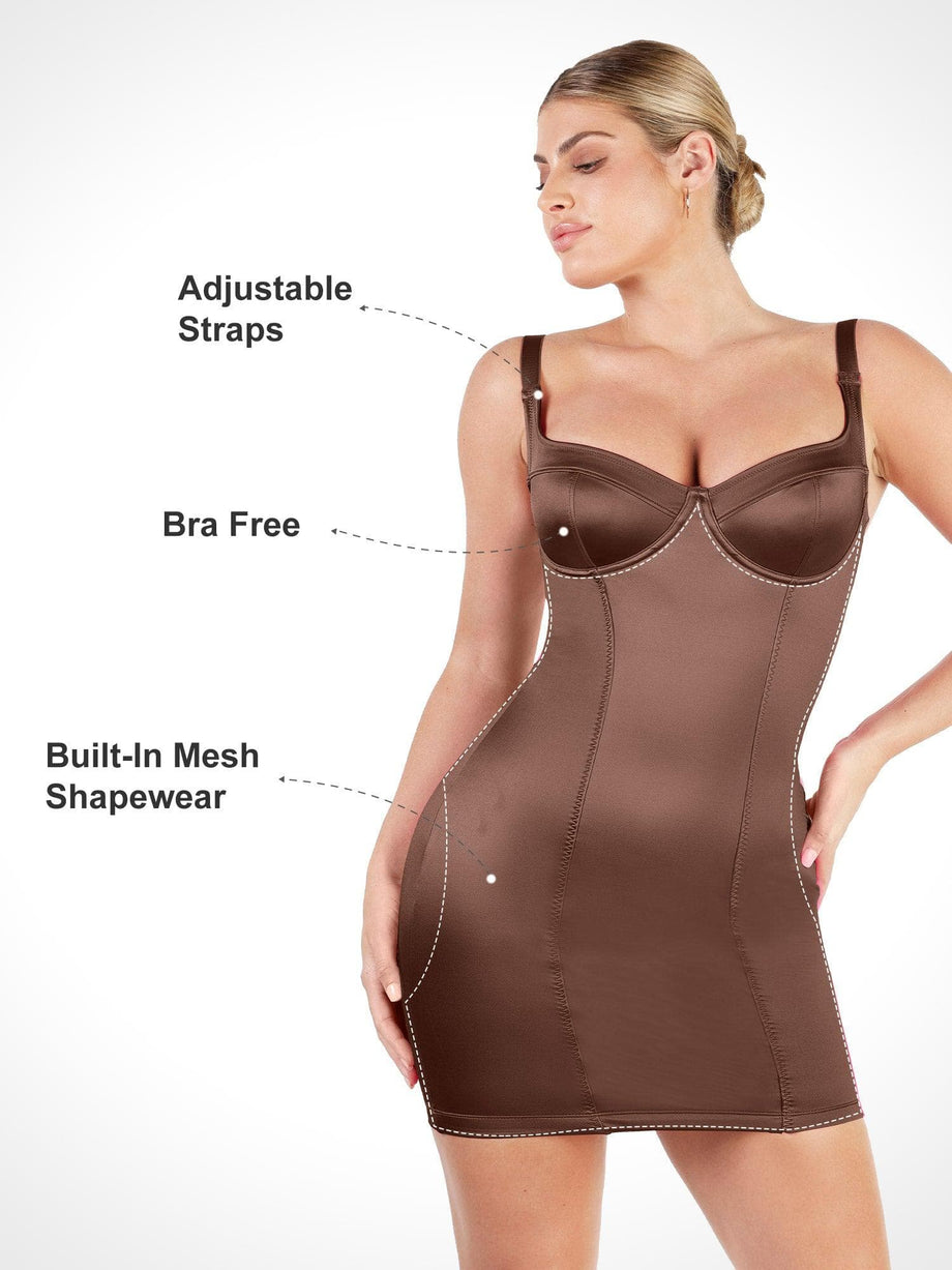 Built-in Shapewear Corset Style Maxi Dress Or Thong Bodysuit