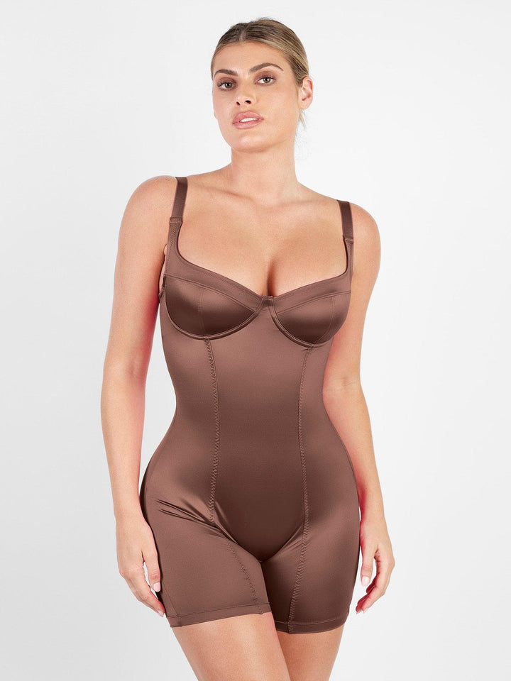 Popilush® Metallic Shiny One Piece Shapewear Mid Thigh Romper