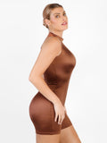 Popilush® Metallic Shiny One Piece Shapewear Mock-Neck Romper