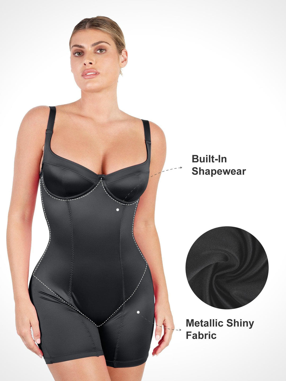 Popilush Shaper & Dress Tummy Control Metallic Shiny Shapewear Romper Or Dress Or Jumpsuit