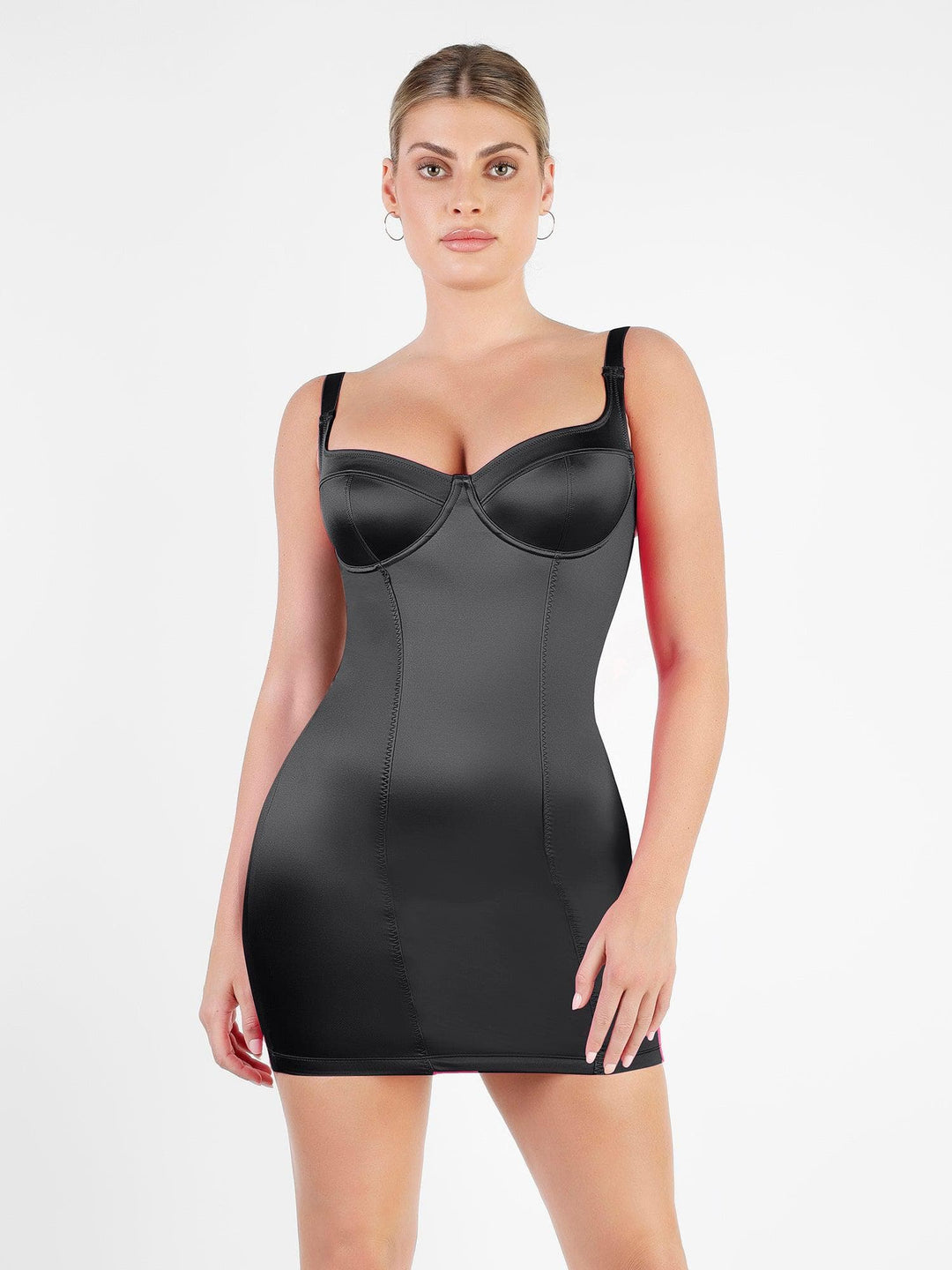 Popilush Shaper & Dress Tummy Control Mini Dress / Black / S Metallic Shiny Shapewear Romper Or Dress Or Jumpsuit