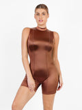 Popilush Casual Jumpsuit Romper / Brown / S Metallic Shiny Shapewear Romper Or Jumpsuit