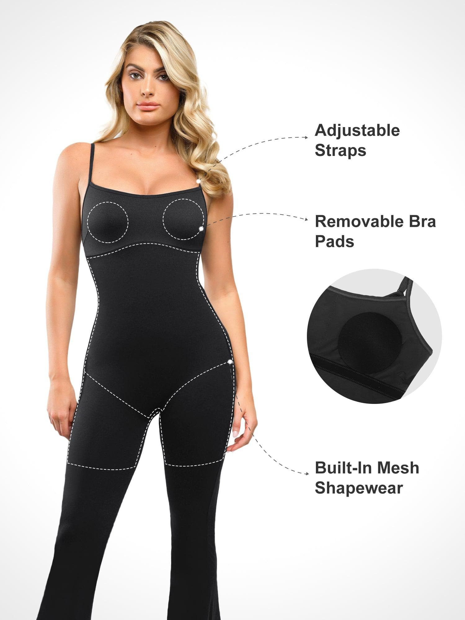 One-piece Lady Shapewear Body Shaping Jumpsuit With Buckle For