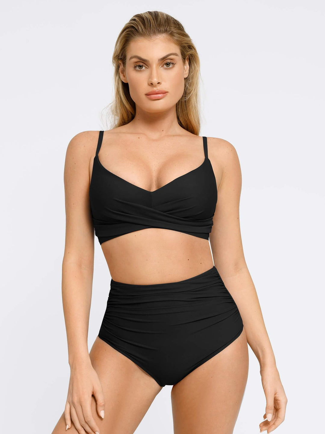 Popilush® Two-piece Swimsuit Ruched High-Waist Bikini Set