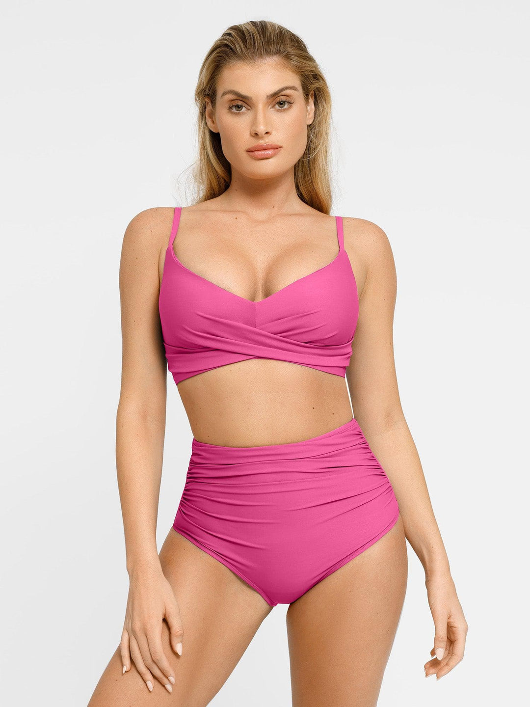 Popilush® Two-piece Swimsuit Ruched High-Waist Bikini Set