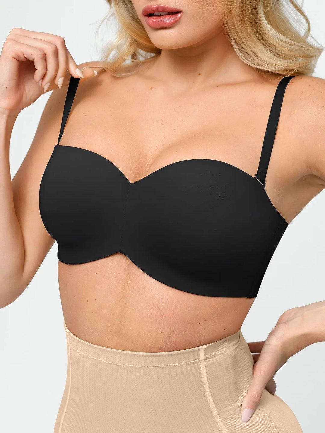 ®Popilush®SALES Strapless Bra NY240016 Seamless Push-Up Shapewear Bra with Removable Straps