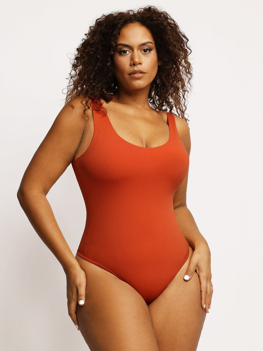 2DXuixsh Sweat Plus Shapewear for Plus Size Women Scoop Neck Tank Tops  Sleeveless Thong Bodysuit Festival Pasties Lingerie for Women Orange Size Xl  