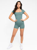 Popilush? Seamless Short-Sleeved T-Neck Sports Jumpsuit Short