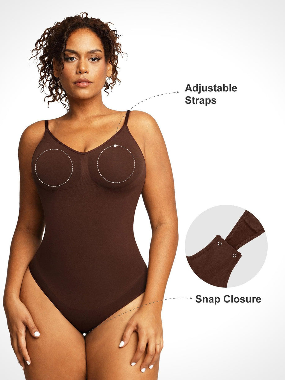 Seamless Bodysuit with Adjustable Straps Nude