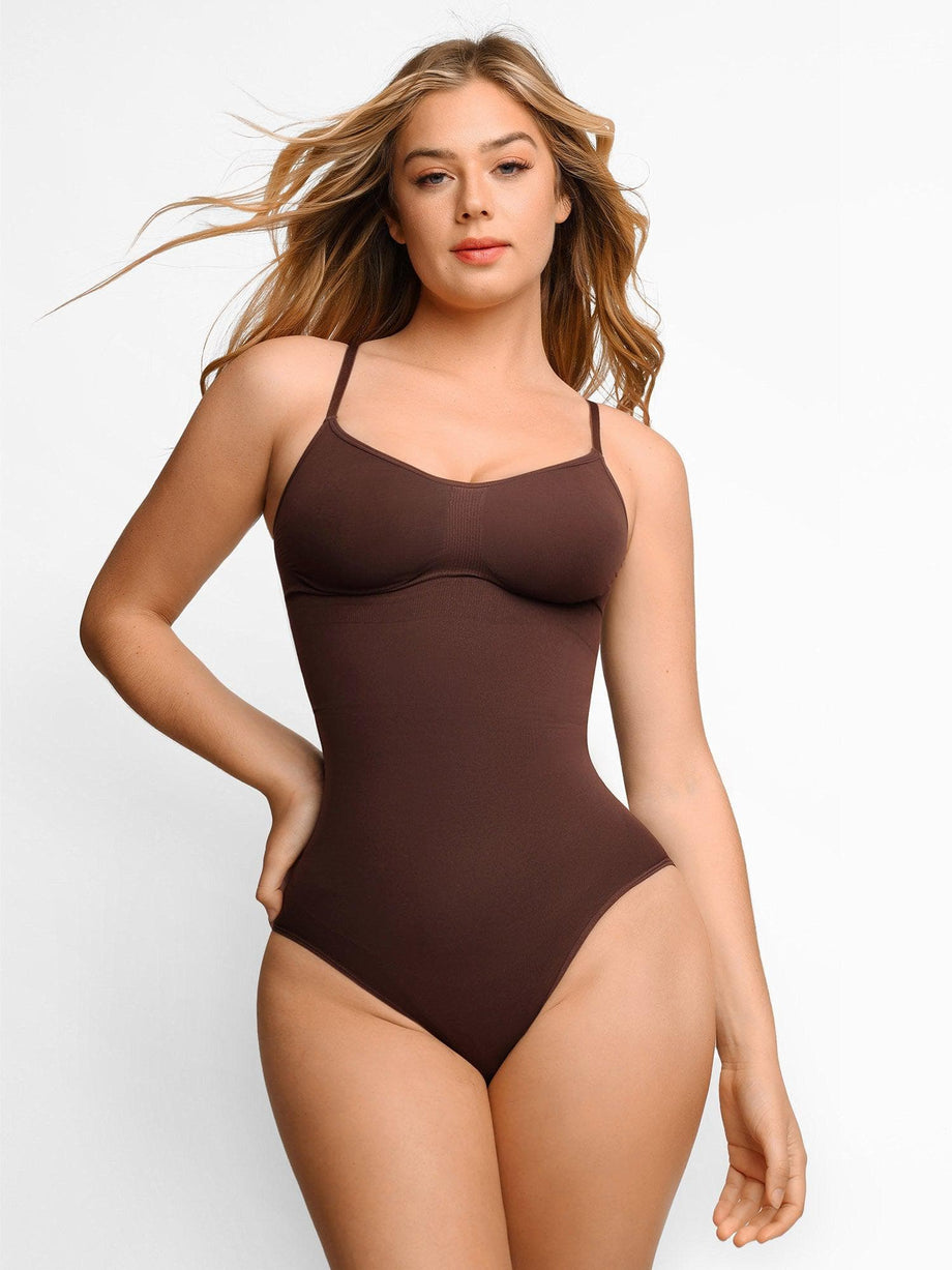 THUCHENYUC Skims Bodysuit For Women Shapewear Bodysuit Thong Tummy Control  Body Shaper Slimming Leotard Jumpsuit (Color : Brown, Size : L) :  : Fashion