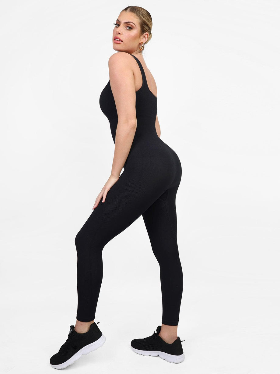 qazqa workout jumpsuit for women yoga gym seamless one piece