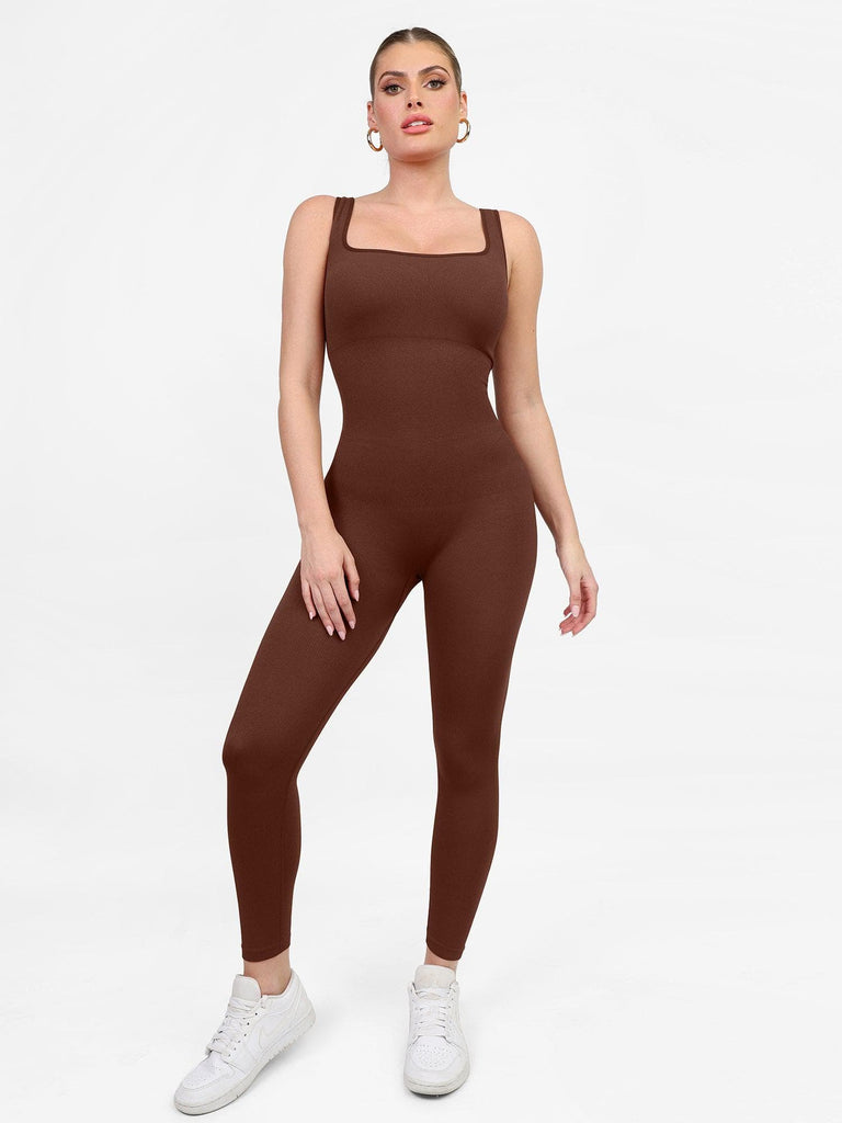 Sleevess Square U Neck Yoga Jumpsuit For Women One Piece Backless