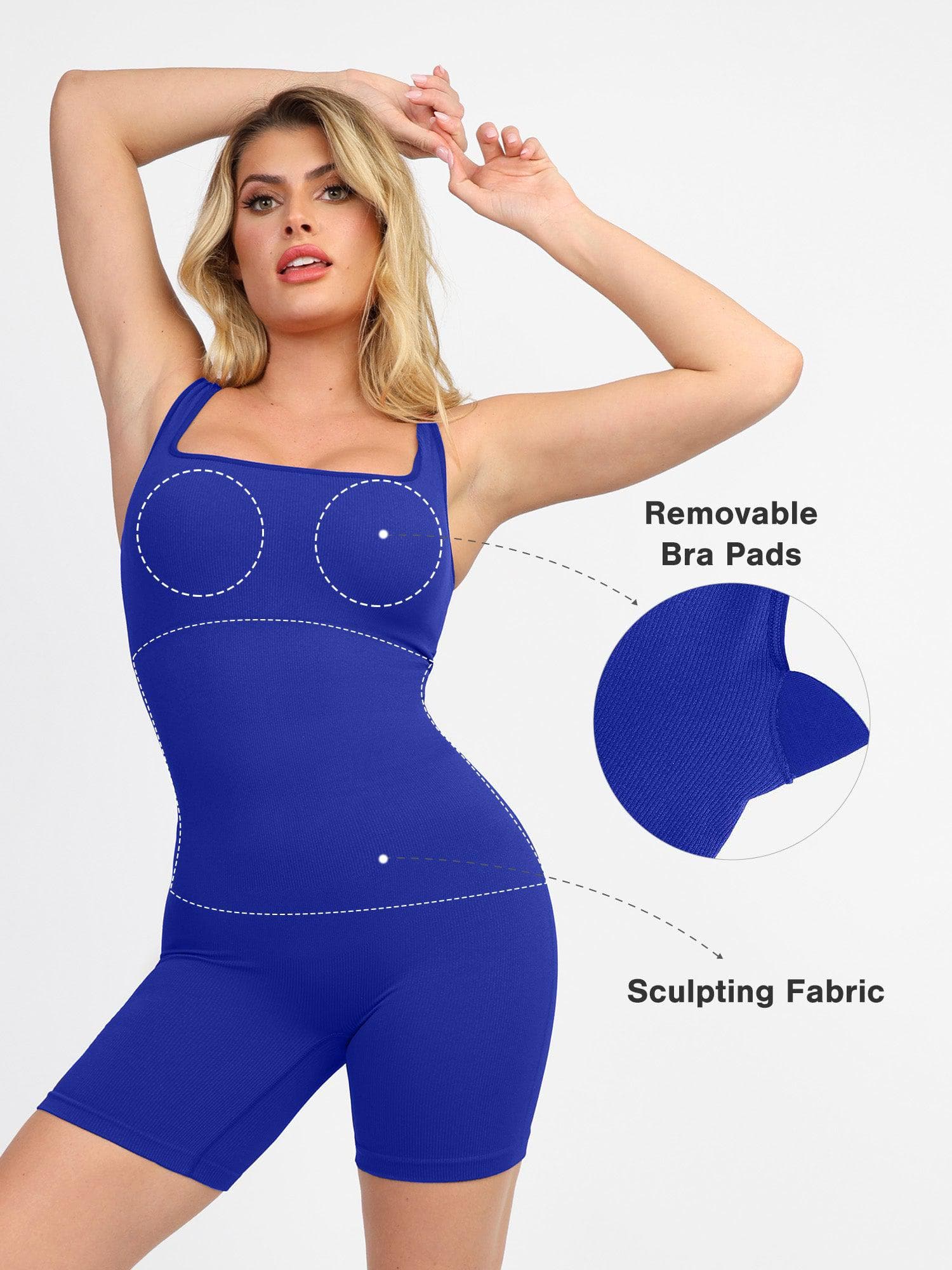 Popilush® Yoga Activewear Jumpsuit Seamless Square Neck One Piece Workout Jumpsuit Or Romper