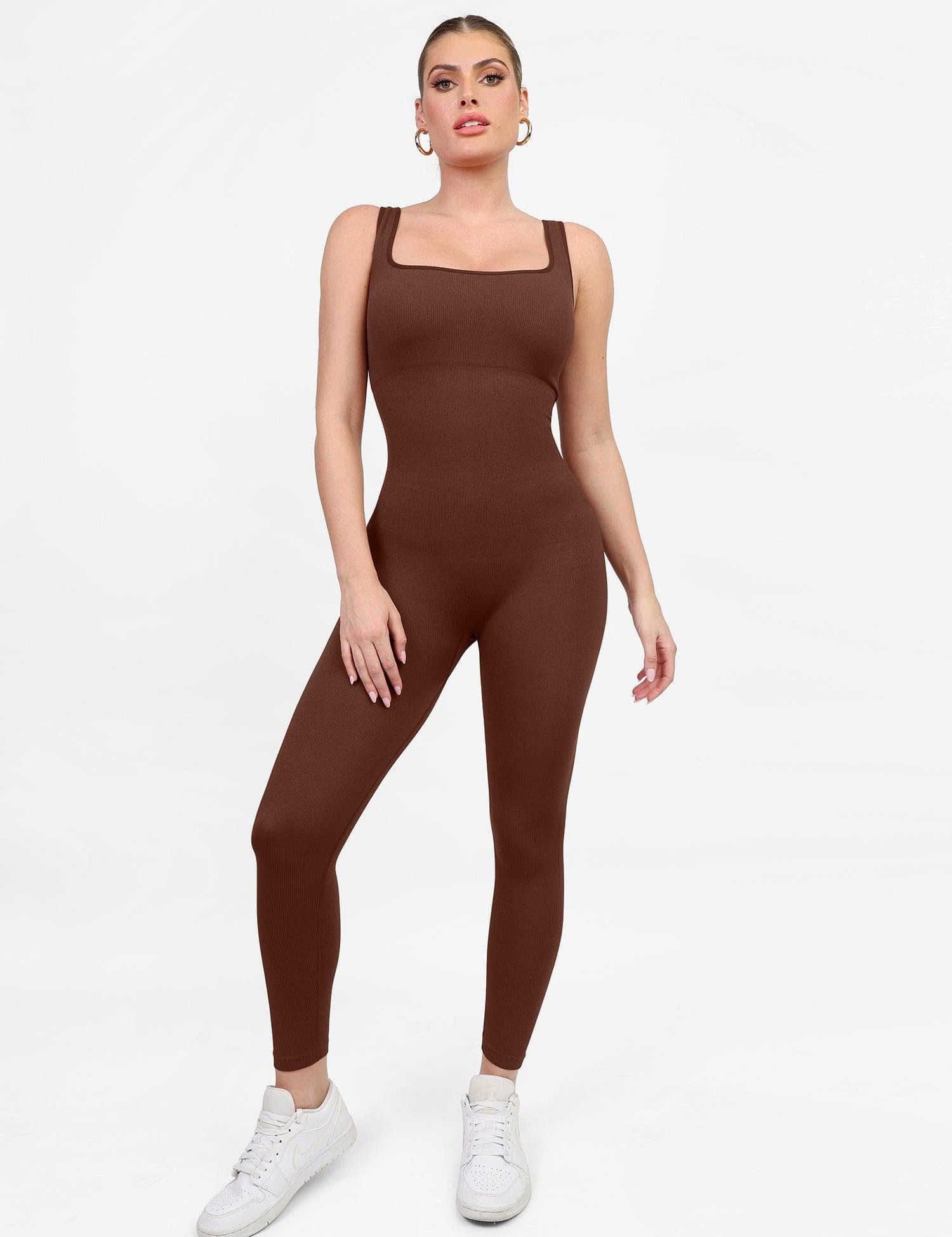 Popilush Yoga Activewear Jumpsuit Seamless Square Neck One Piece Sport Romper Or Jumpsuit