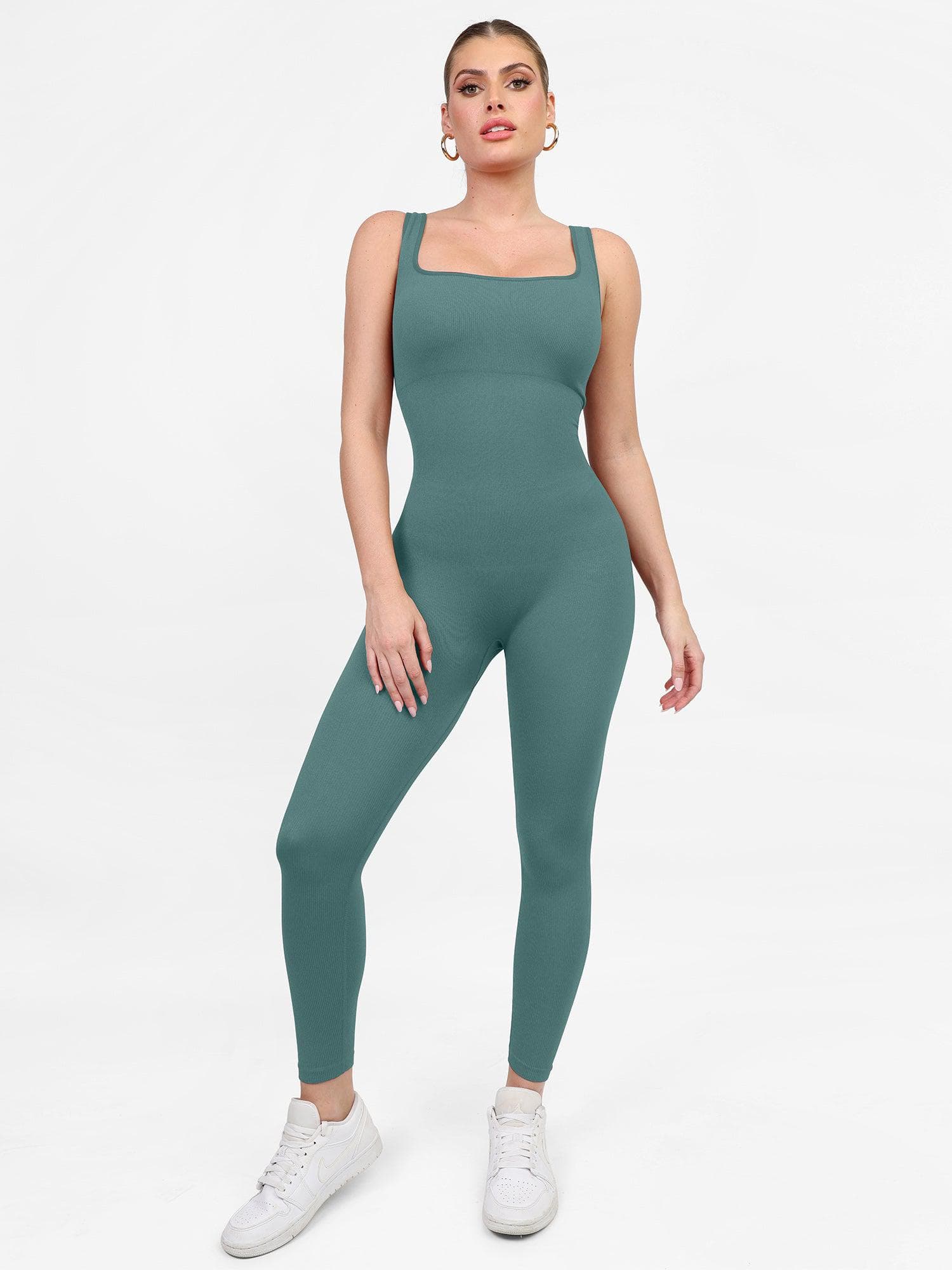 Popilush? Yoga Activewear Jumpsuit Seamless Square Neck One Piece Sport Jumpsuit Or Romper