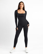 Popilush Yoga Activewear Jumpsuit Seamless Square Neck One Piece Sport Romper Or Jumpsuit