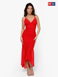 Popilush® Bodycon Shaping Slip Dress Summer Red / XS Shapewear Bluetag Cooling Ruched Mesh Bodycon Maxi Dress