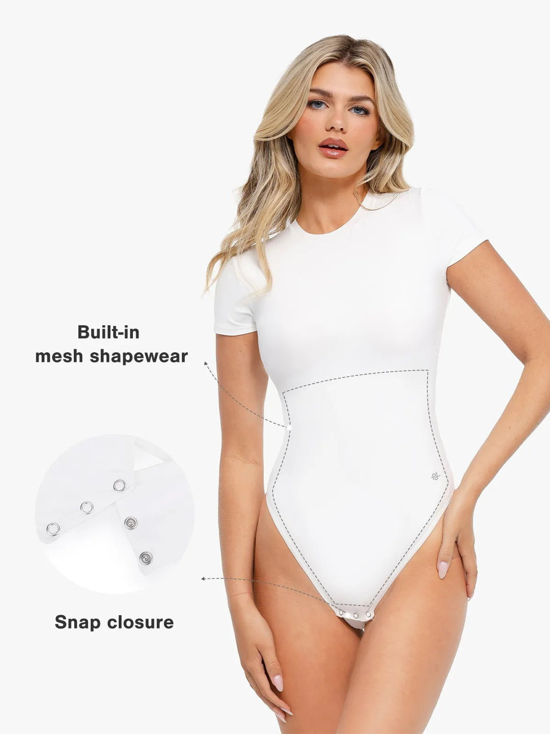 Popilush® Shapewear Cloudsense Short Sleeve Crew-Neck Bodysuit