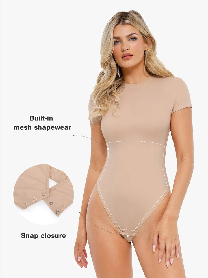 Popilush® Shapewear Cloudsense Short Sleeve Crew-Neck Bodysuit