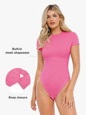 Popilush® Shapewear Cloudsense Short Sleeve Crew-Neck Bodysuit