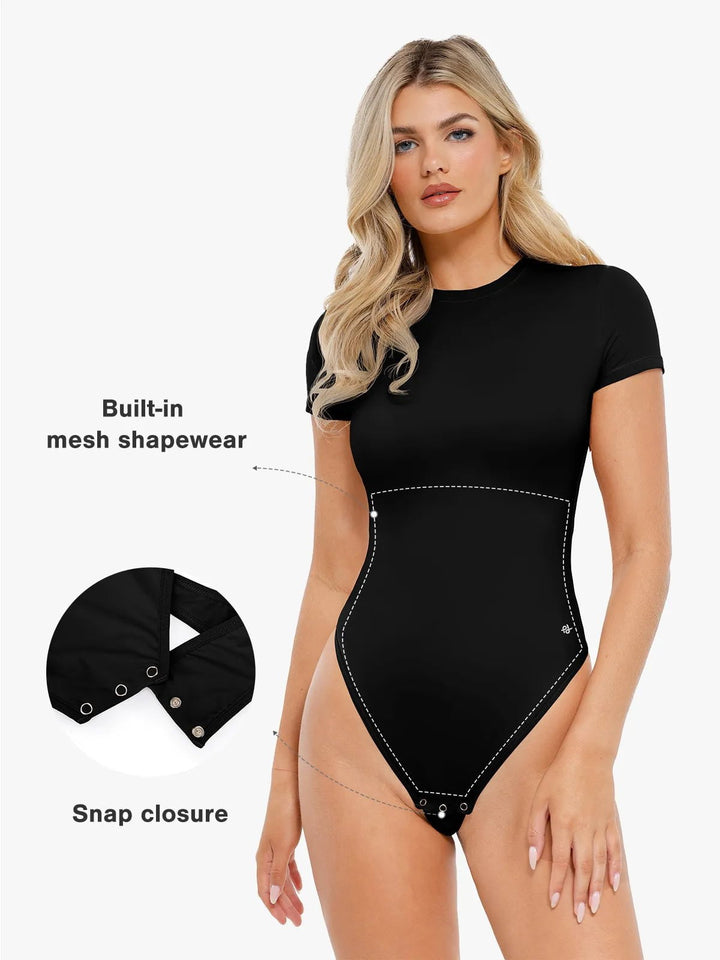 Popilush® Shapewear Cloudsense Short Sleeve Crew-Neck Bodysuit