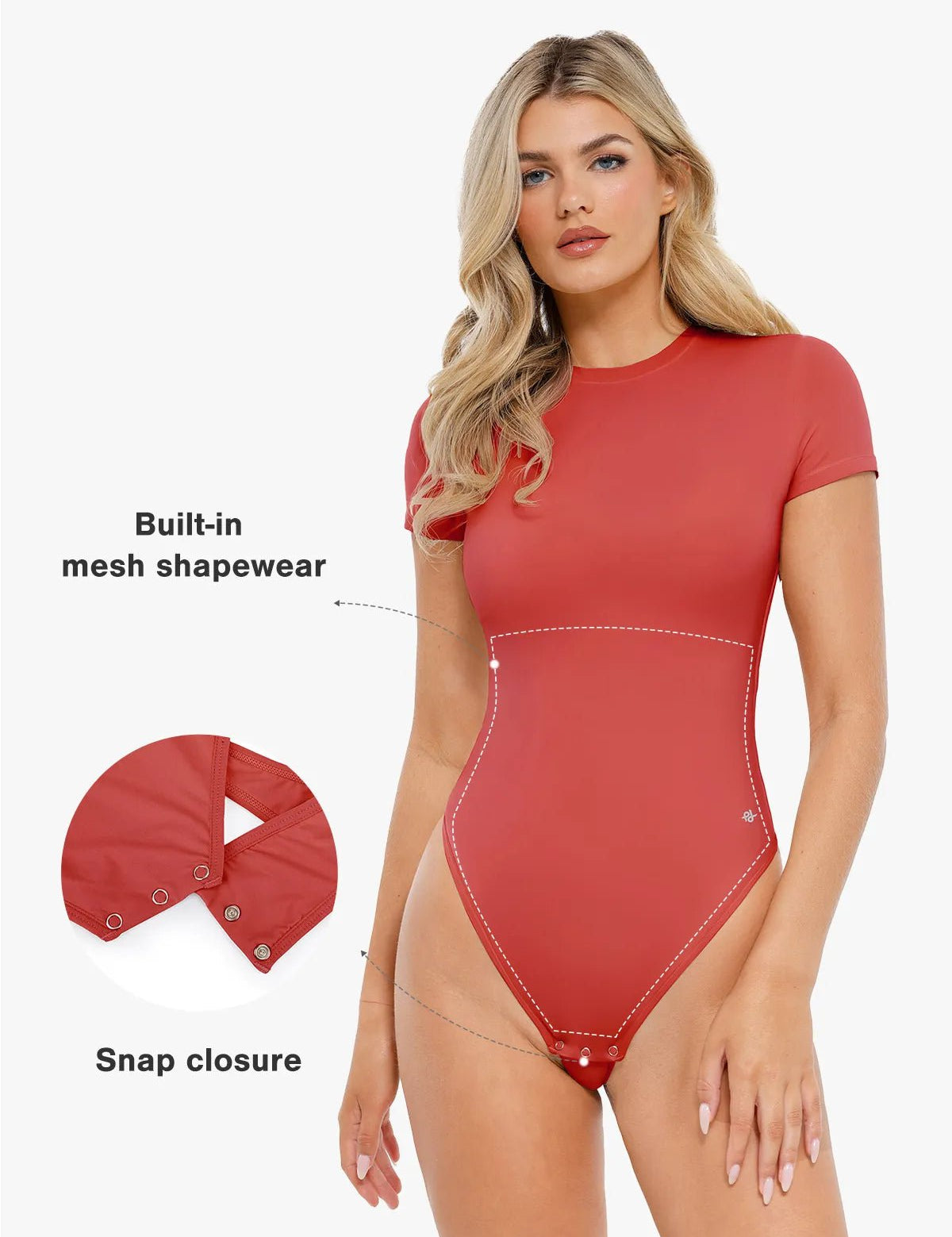 Popilush® Shapewear Cloudsense Short Sleeve Crew-Neck Bodysuit