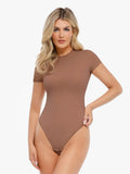 Popilush® Light Brown / S Shapewear Cloudsense Short Sleeve Crew-Neck Bodysuit