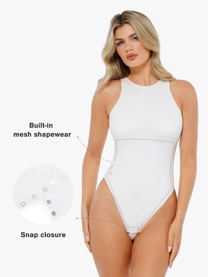 Popilush® Shapewear Cloudsense Sleeveless Cutaway Round Neck Bodysuit